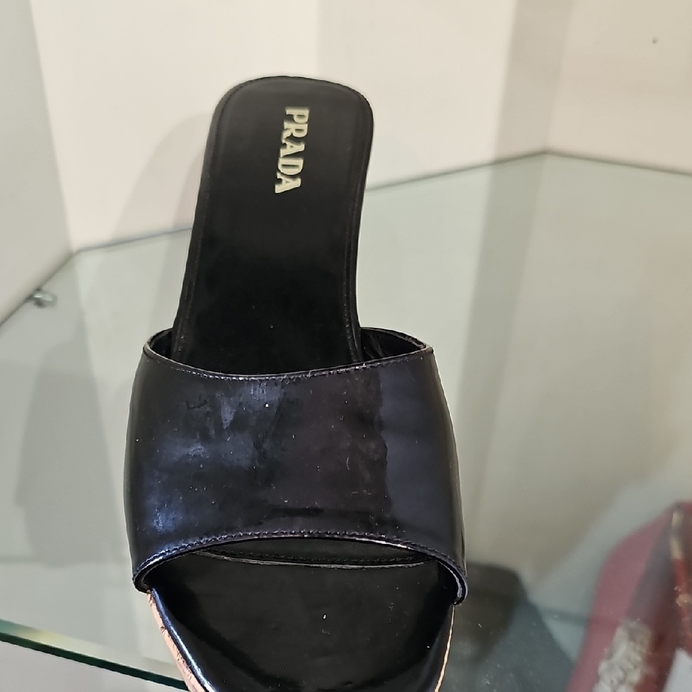 Prada Black Mules with Glossy Finish